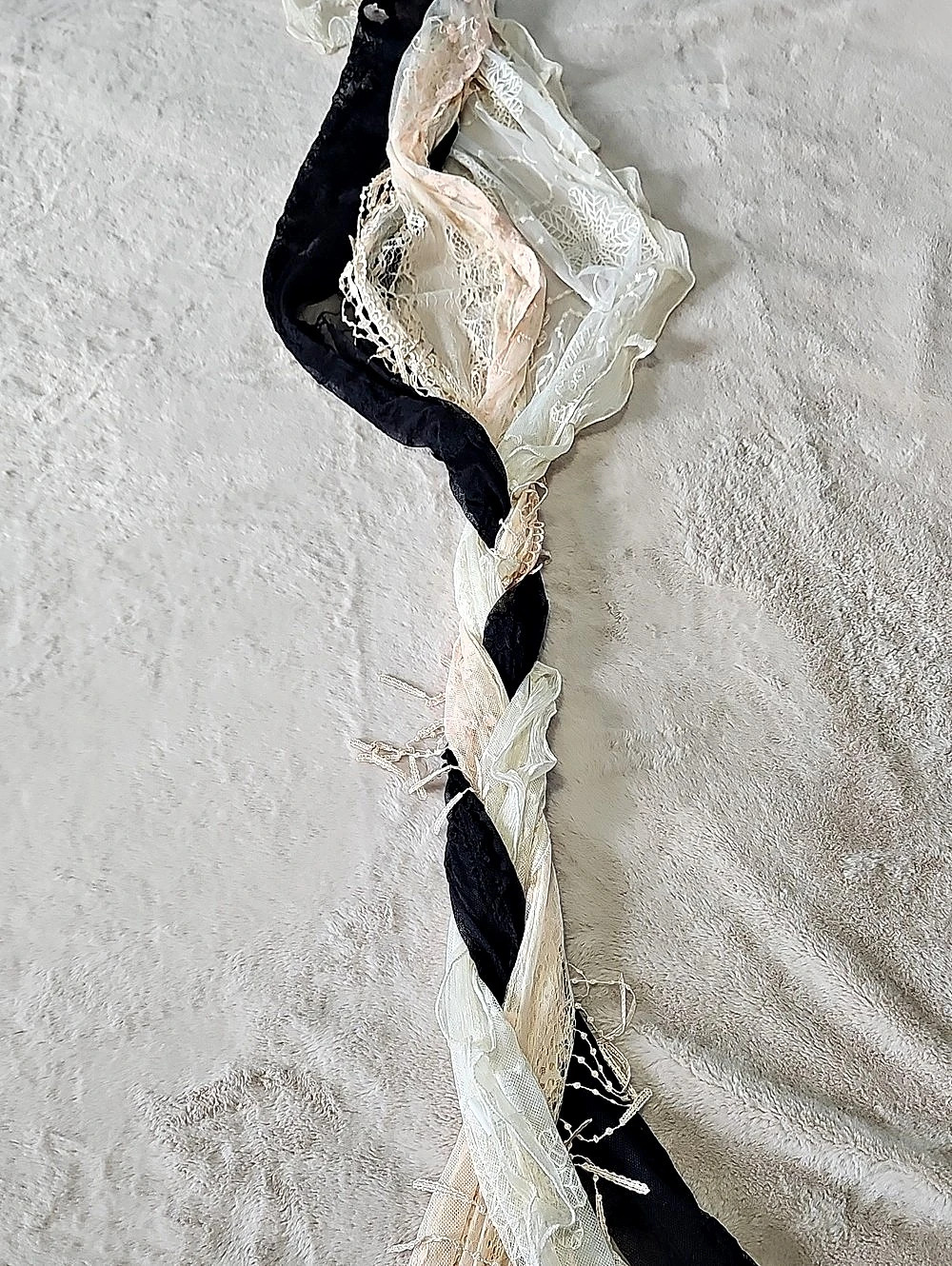 Pier 1 Imports Three Lace Scarves in White, Black & Pink Like New - Picture 10 of 11